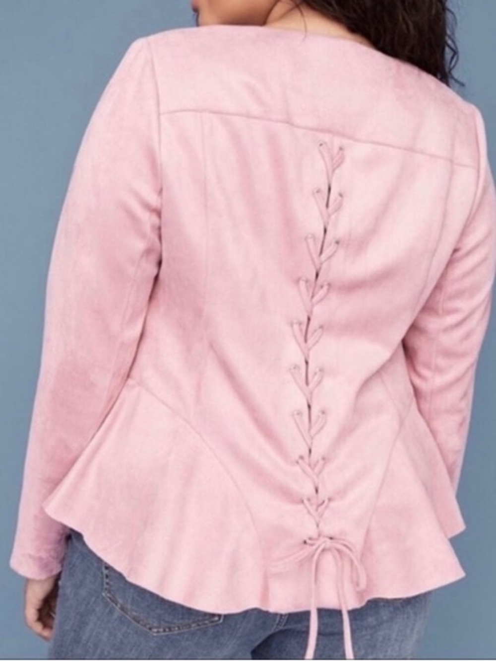 Lane Bryant Mauve Pink Jacket with Lace Up Detail at Back-Size 16W